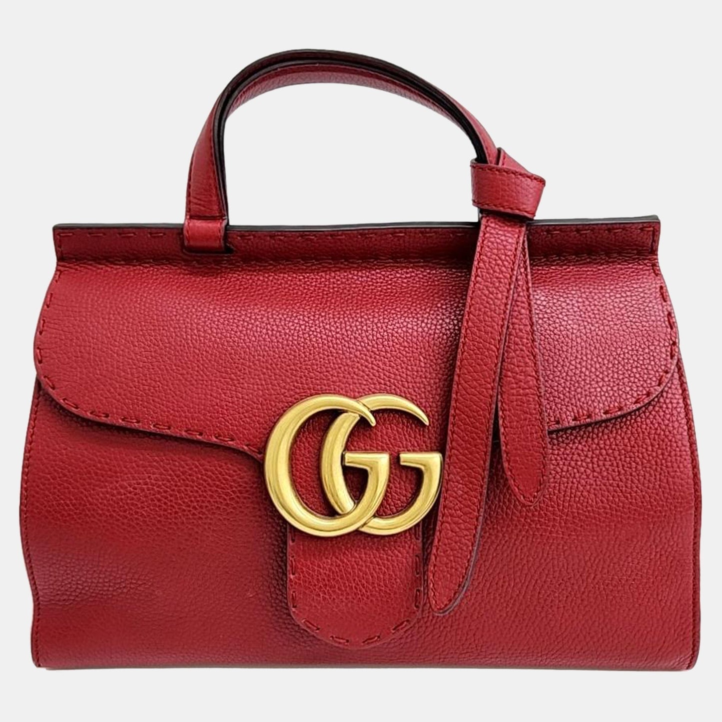Luxury Gucci Trending 2025 Red Leather GG Marmont Tote Bag