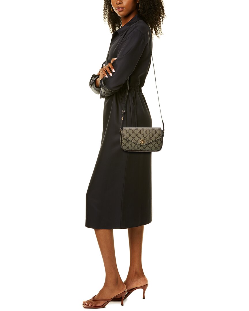 Gucci Ophidia Mini GG Supreme Canvas & Leather Crossbody, Brown