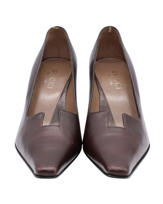 Luxury Gucci Trending 2025 75mm Pumps in Brown Leather