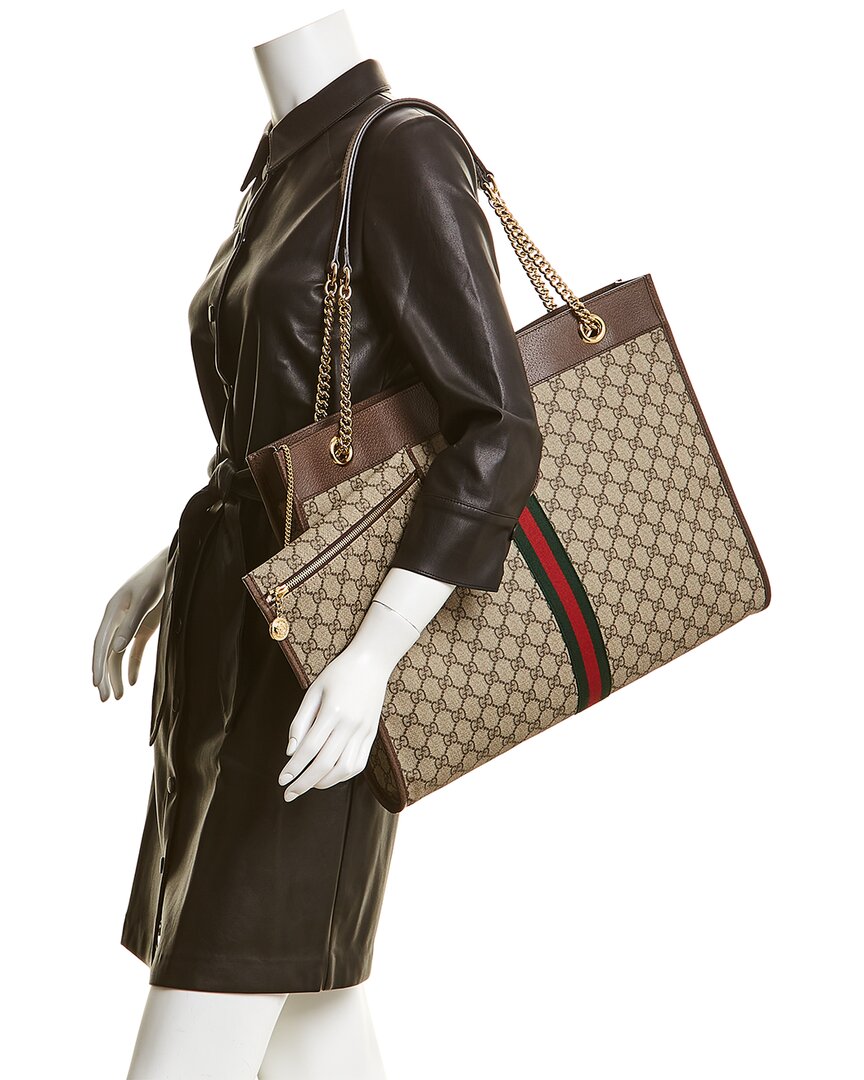 Gucci Rajah Large GG Supreme Canvas & Leather Tote