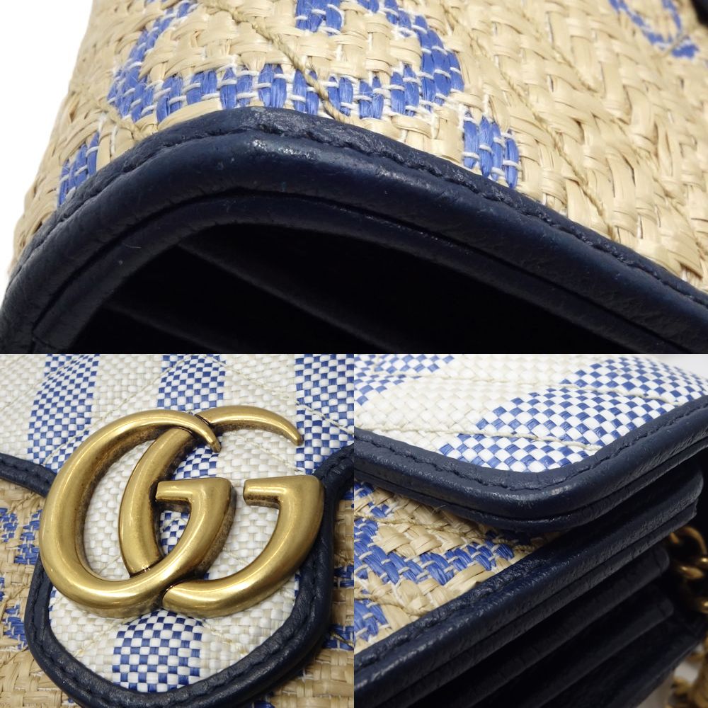 Luxury Gucci Trending 2025 GG Marmont Leather Raffia Shoulder Bag