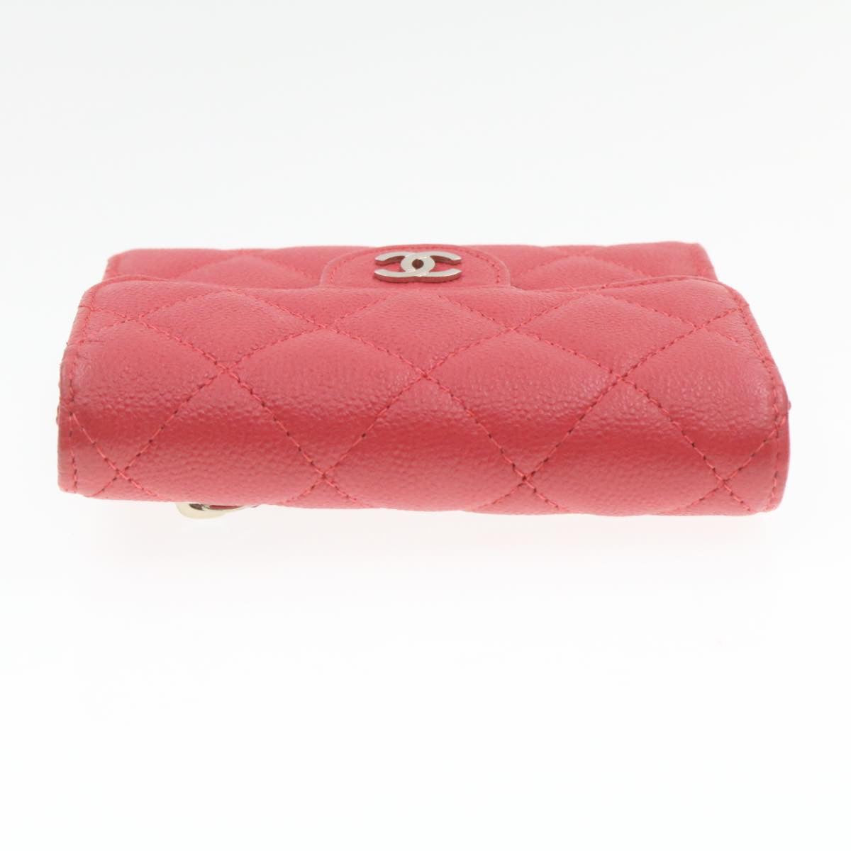 Luxury Chanel Caviar Skin Matelasse Wallet Pink Red CC 18734A