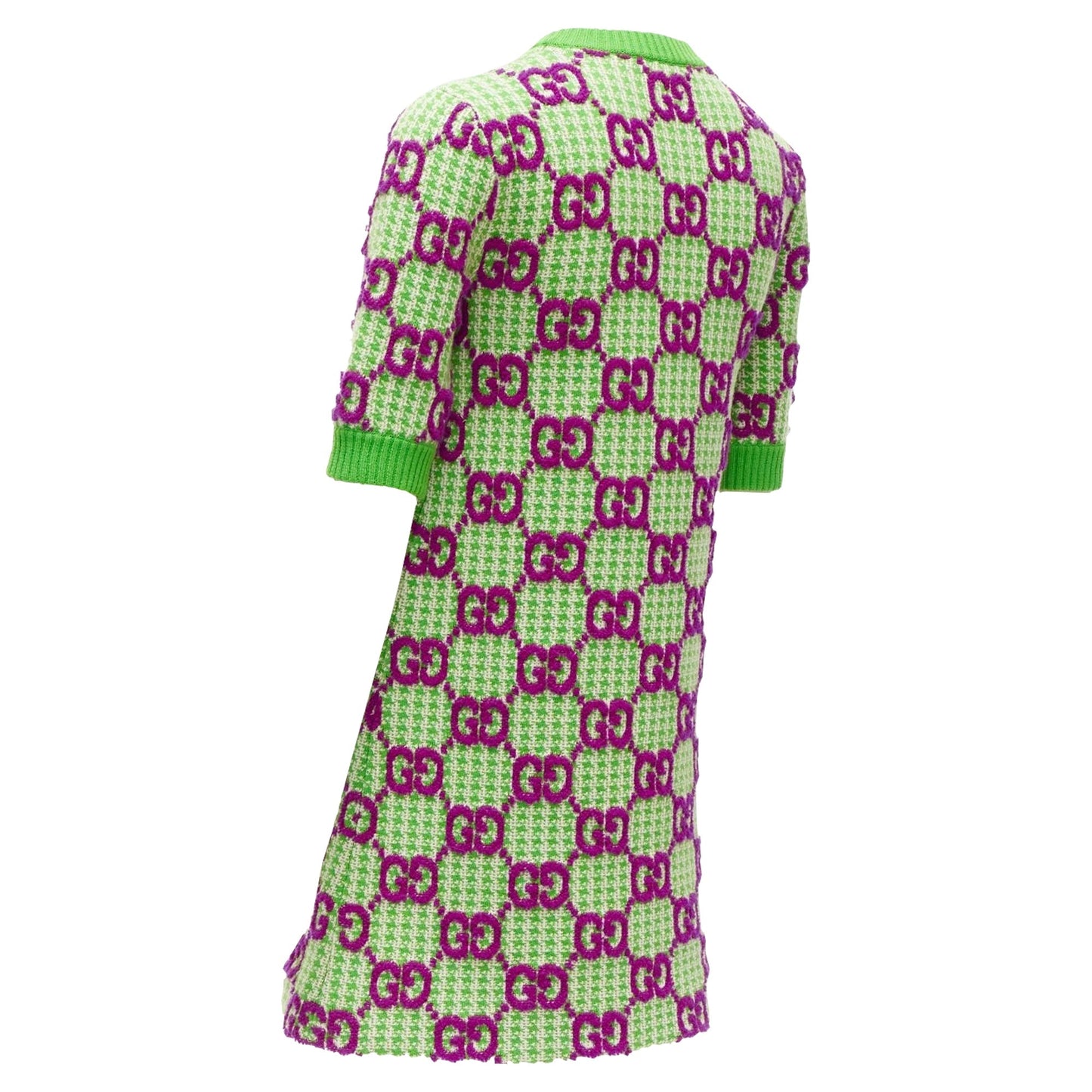 Gucci wool monogram jacquard crew sweater dress