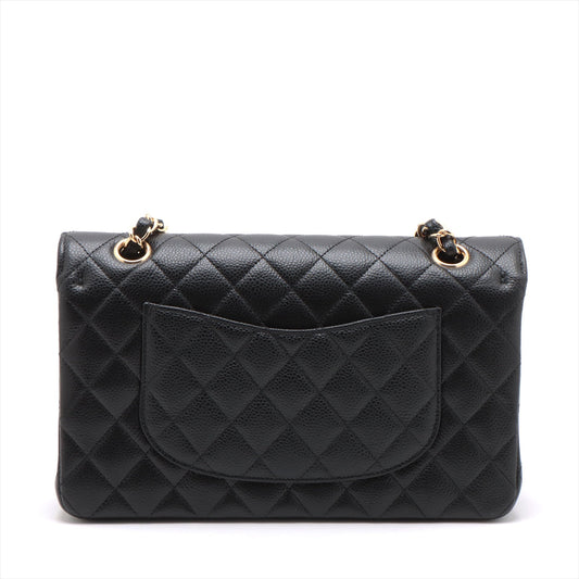 Chanel Matrasse 25 Caviar S Double Flap Double Chain Bag Black G A01112