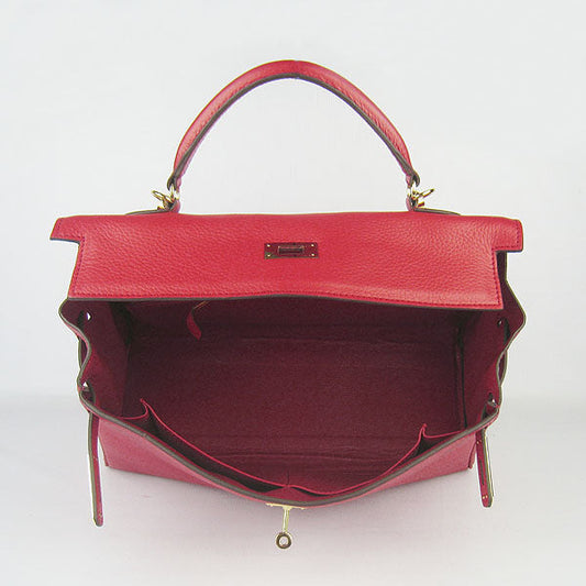 Luxury Hermes Kelly 35cm Togo Leather Handbag Red/Golden