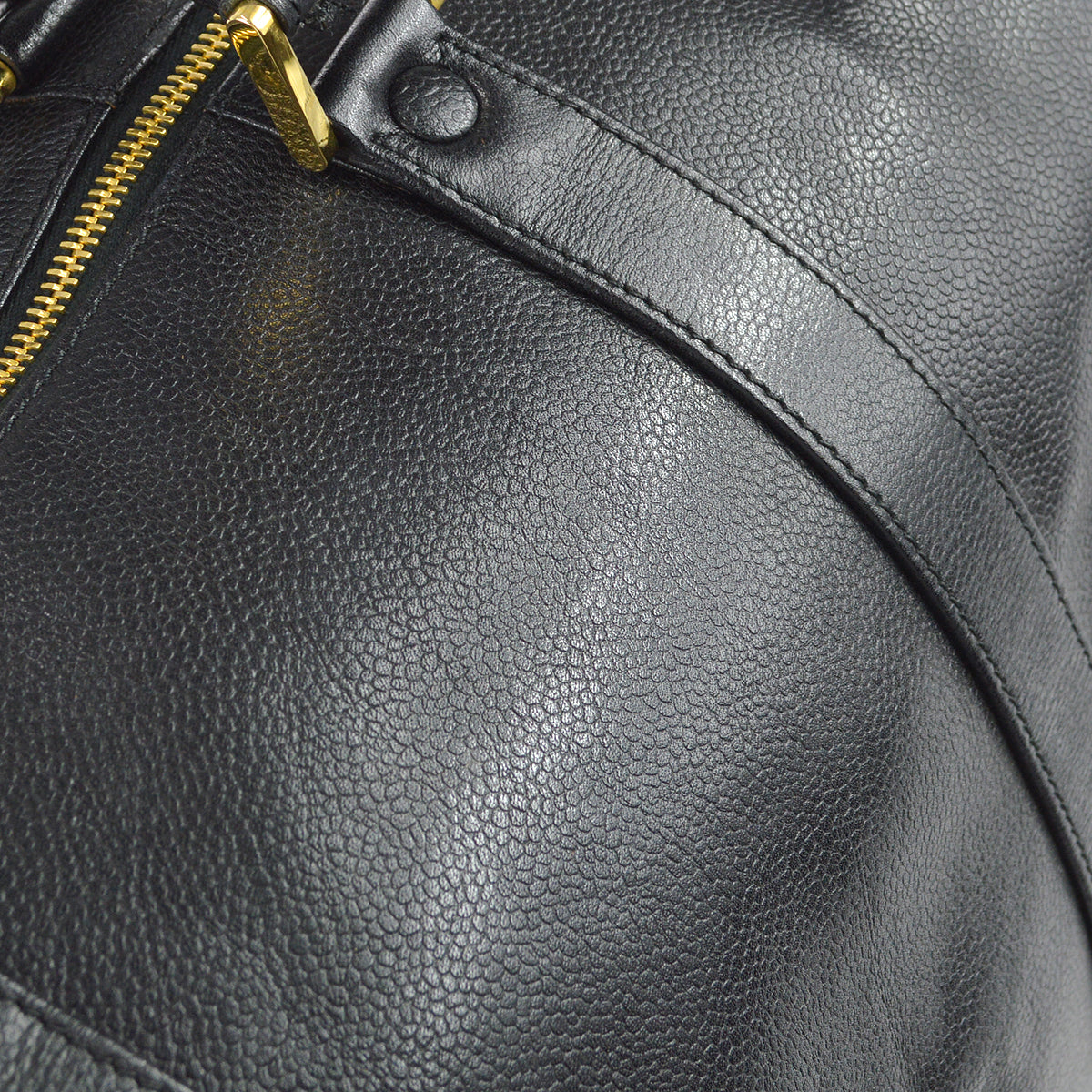 Luxury Chanel Black Caviar 2way Shoulder Duffle Handbag