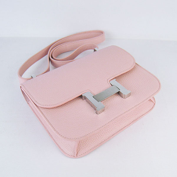 Luxury Hermes Constance Cowskin Leather Bag H017 pink silver