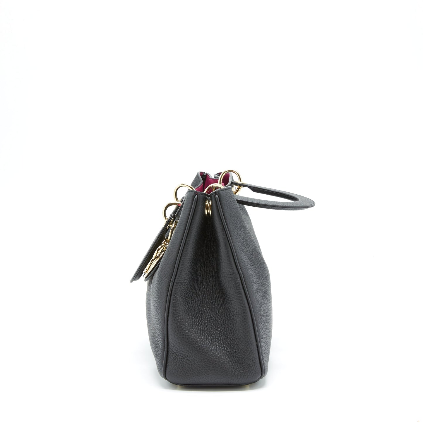 Luxury Dior Luxury Diorissimo Grained Leather Black/ Fushia GHW