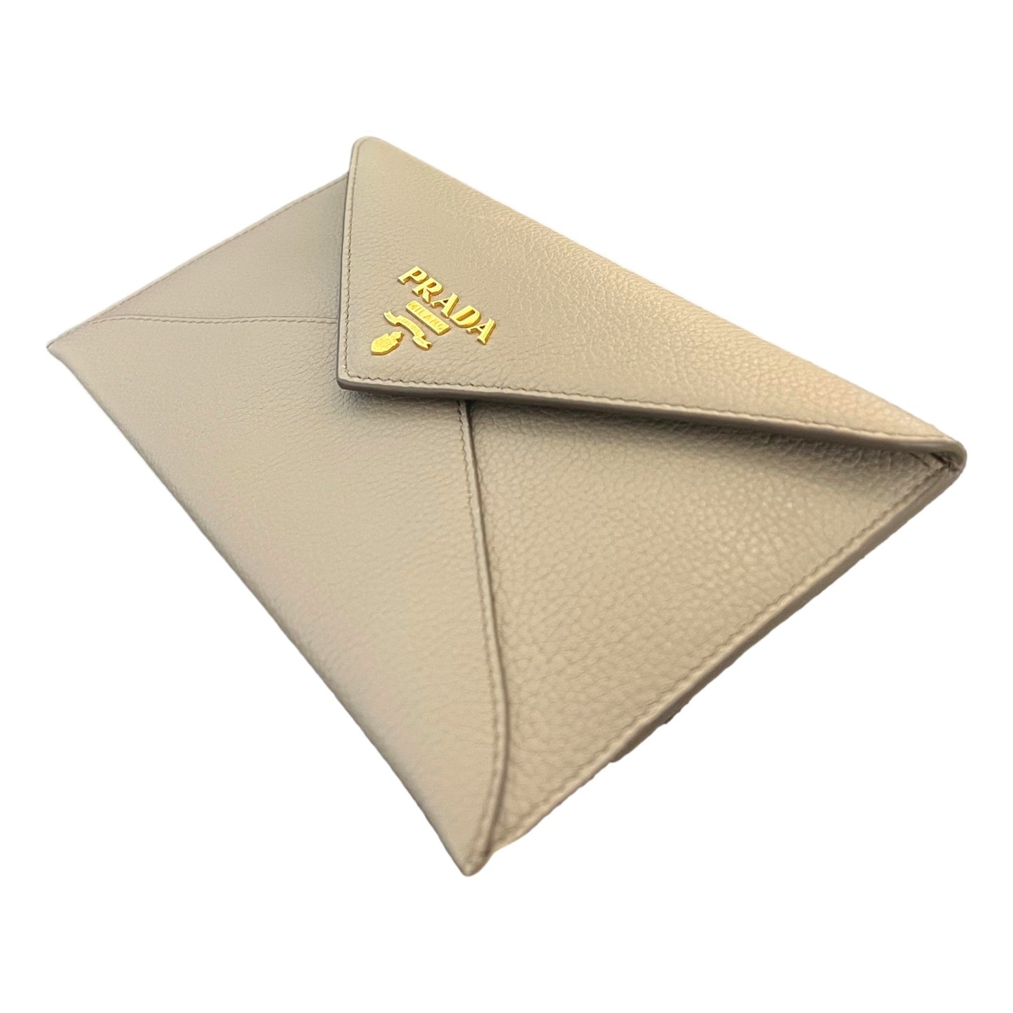 Luxury PradaGrey Vitello Grain Leather Long Envelope Wallet