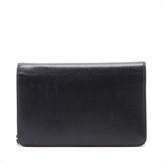 Chanel Coco Caviar S Chain Wallet Black Silver G 19th