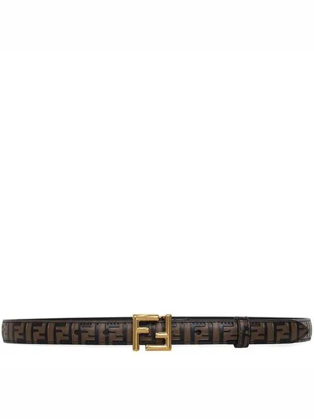 Luxury Fendi FF Square Stud Buckle Leather Belt Brown