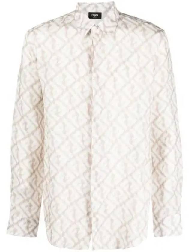 Luxury Fendi FF Linen Long Sleeve Shirt Rock