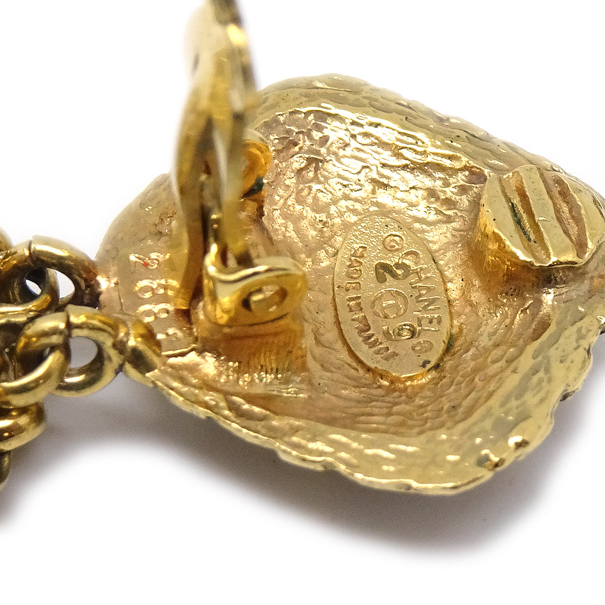 Luxury Chanel 1994 Woven CC Hoop Earrings Clip-On Gold 2881