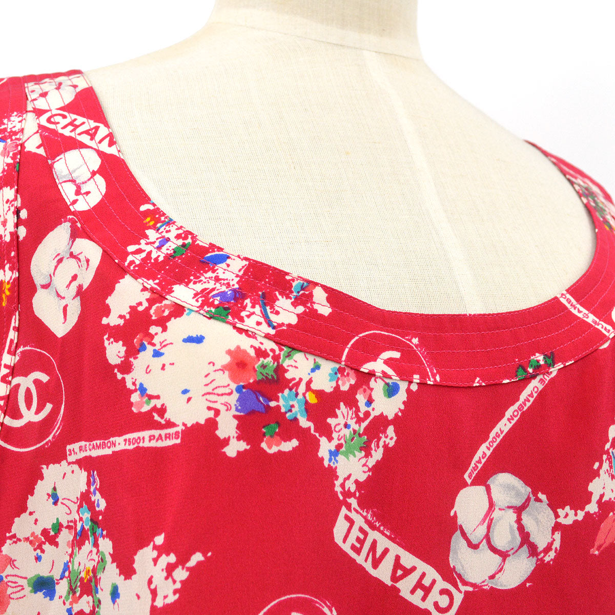 Luxury Chanel Spring 1986 camellia print silk tank top #44