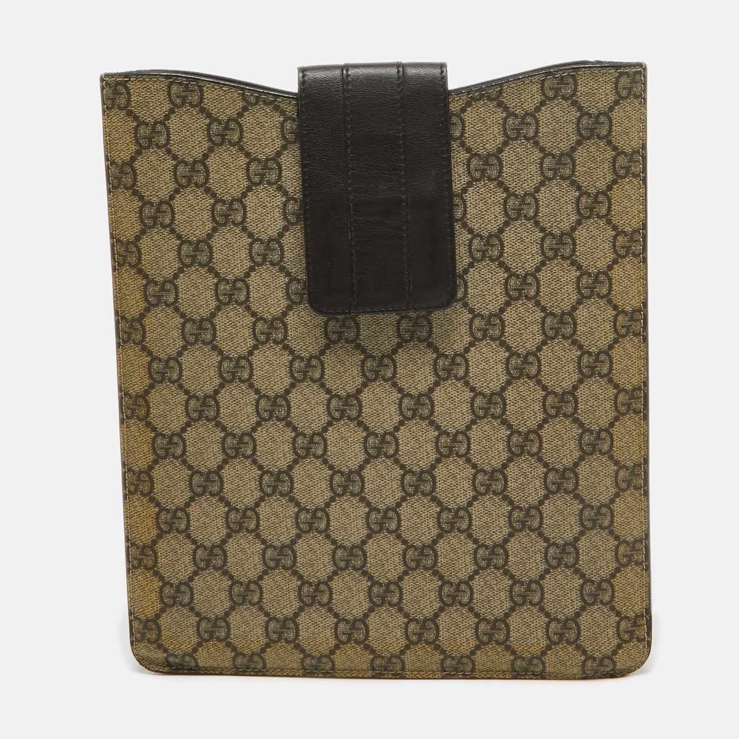 Luxury Gucci Trending 2025 Beige/Brown GG Supreme Canvas and Leather iPad Case
