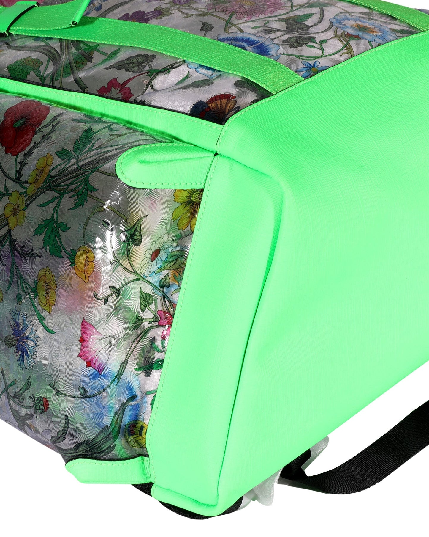 Luxury Gucci Trending 2025 Neon Green Leather & Flora PVC Backpack
