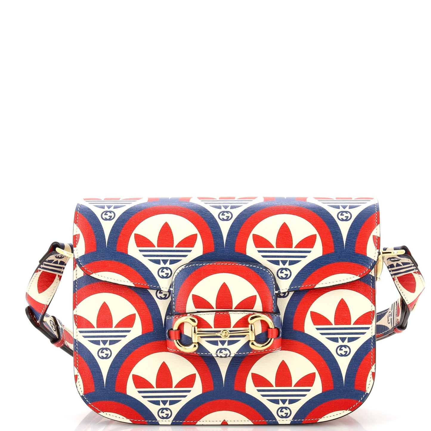Luxury Gucci Trending 2025 x Adidas Horsebit 1955 Shoulder Bag Printed Leather Small