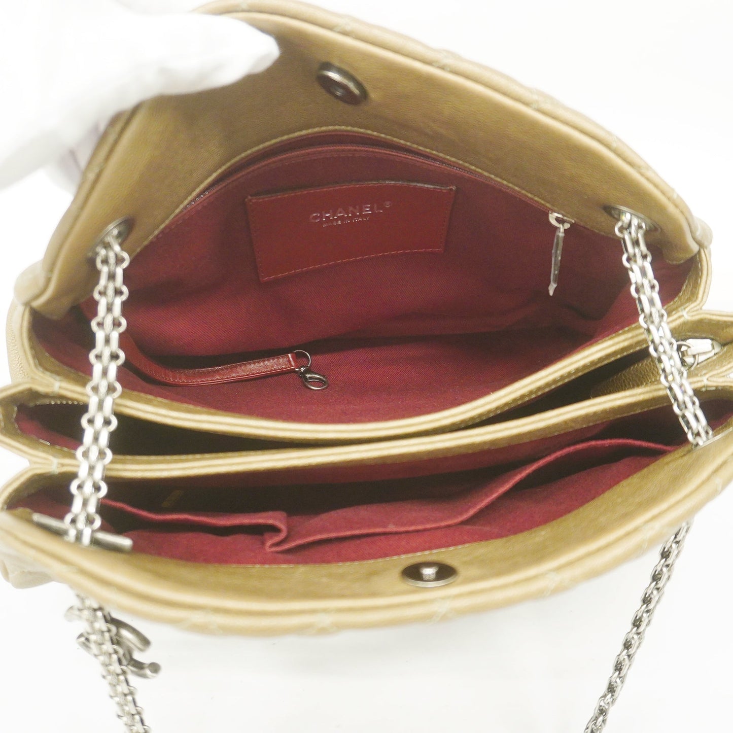 Luxury Chanel Matelasse Chain Shoulder Women's Leather Shoulder Bag Khaki