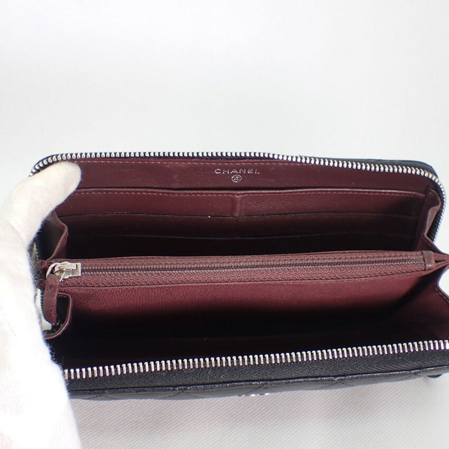 Luxury Chanel caviar skin matelasse black long wallet