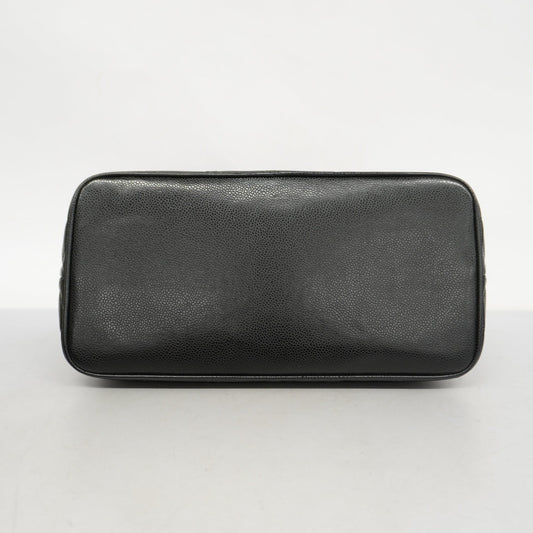 CHANEL Reprint Tote Women's Caviar Leather Tote Bag Black