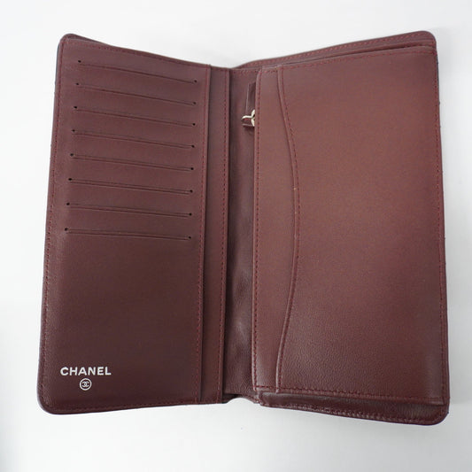 CHANEL Matelasse Silver Metal Fittings Women's Lambskin Long Wallet Black