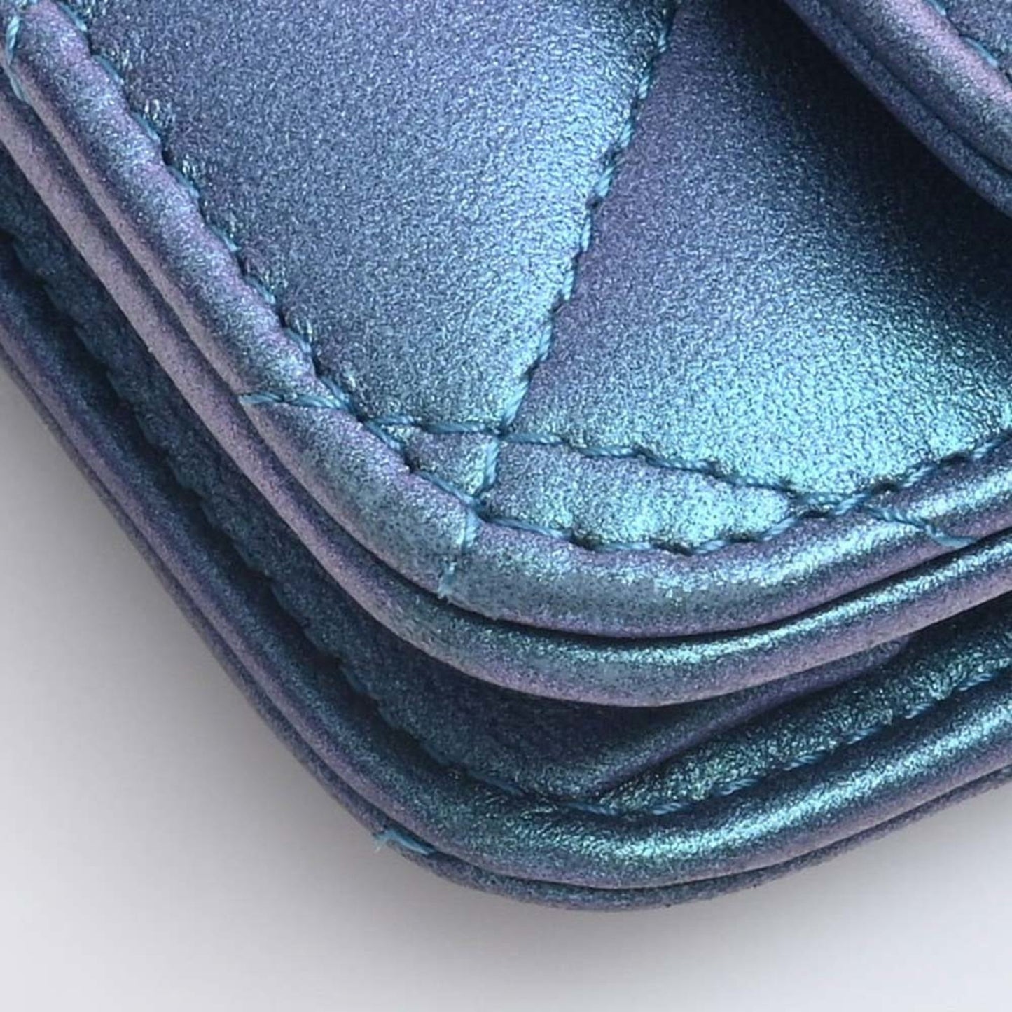 Luxury Chanel Leather Matelasse Coco Mark Chain Shoulder Long Wallet Blue Ladies
