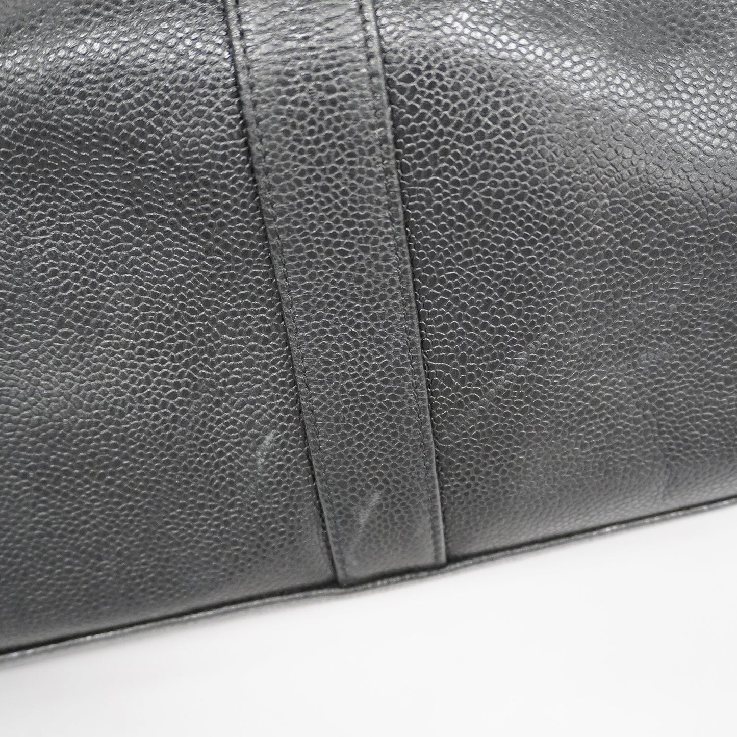 CHANEL Caviar Skin Women's Caviar Leather Boston Bag Black