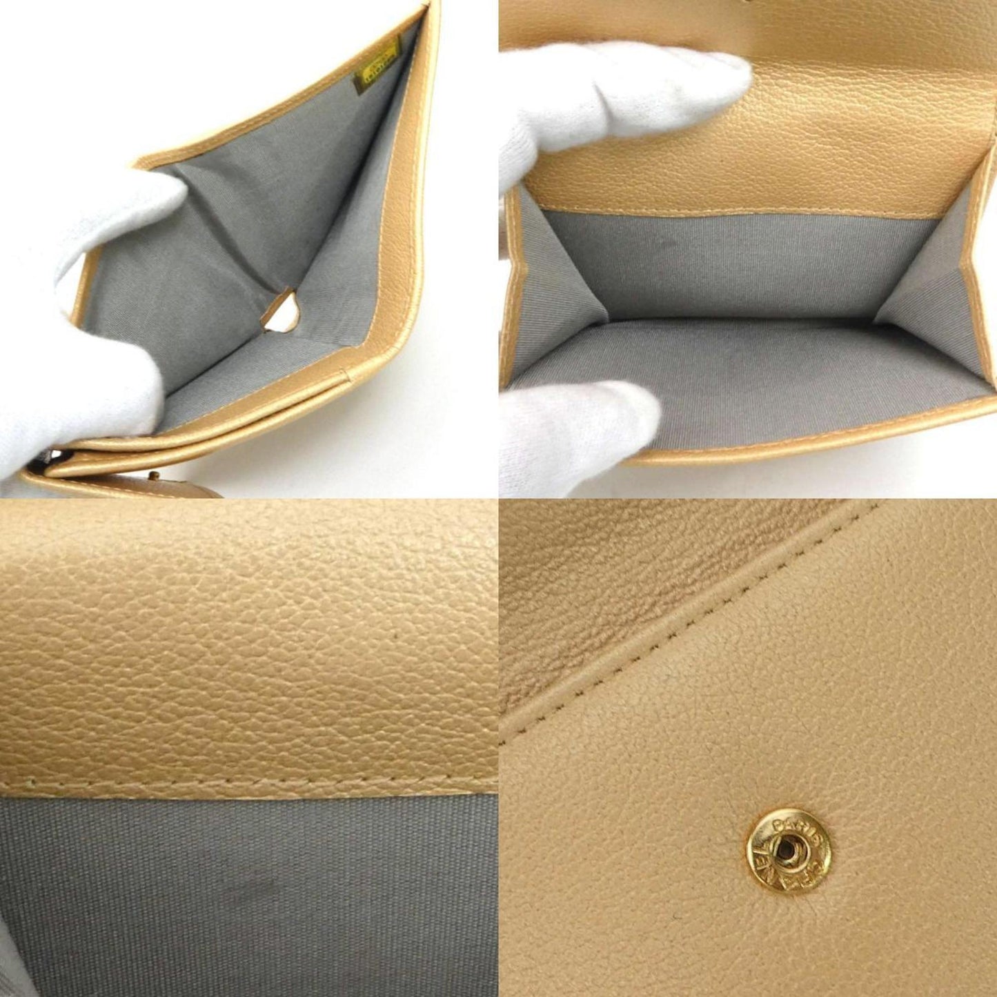 Luxury Chanel folio wallet butterfly camellia leather champagne gold ladies