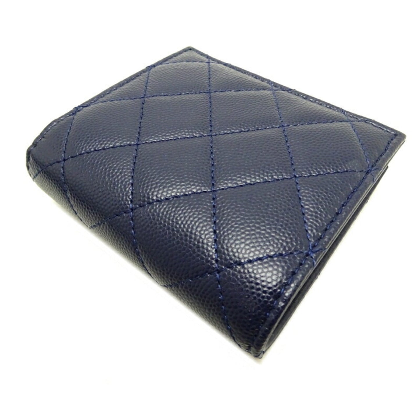 Luxury Chanel Matelasse Small Ladies' Men's Long Wallet AP3341 Caviar Skin Navy