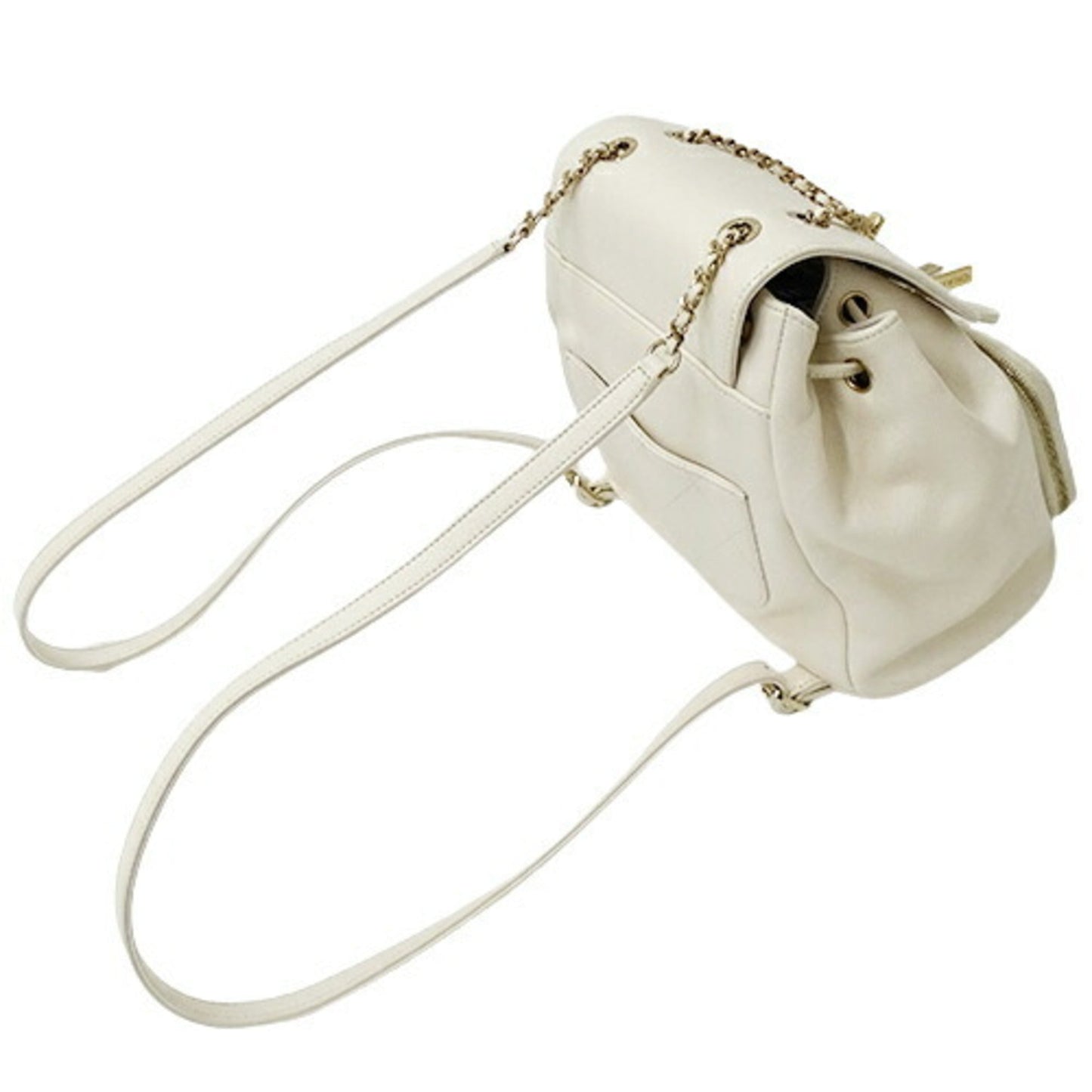Luxury Chanel Bag Matelasse Women's Backpack Caviar Skin White