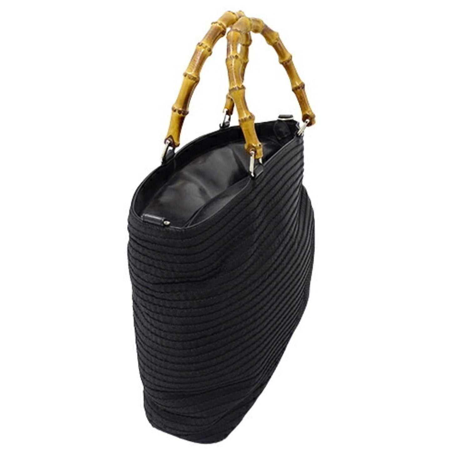 Luxury Gucci Bag Women's Tote Handbag Bamboo Canvas Black 002・1364