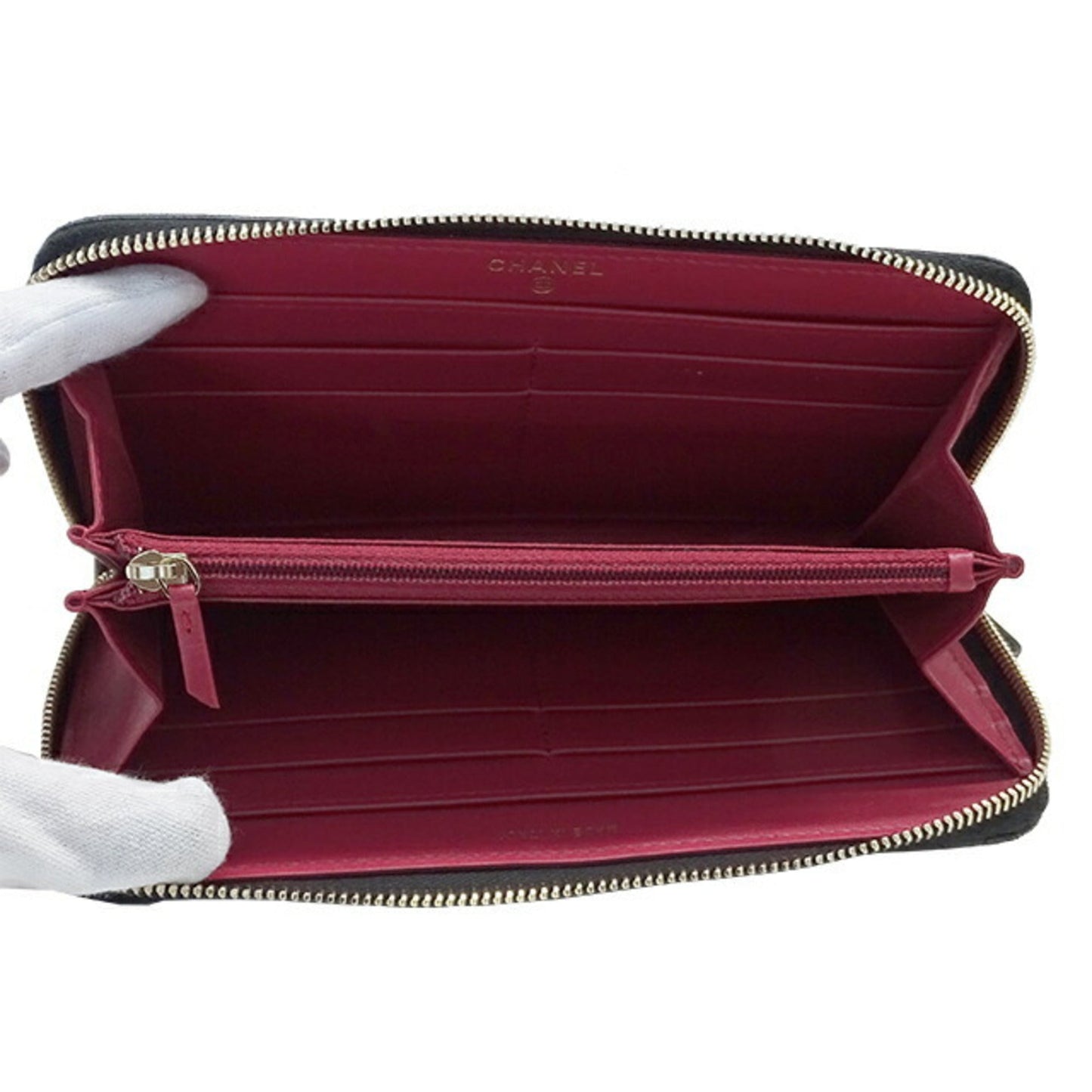 Luxury Chanel wallet matelasse ladies long lambskin black