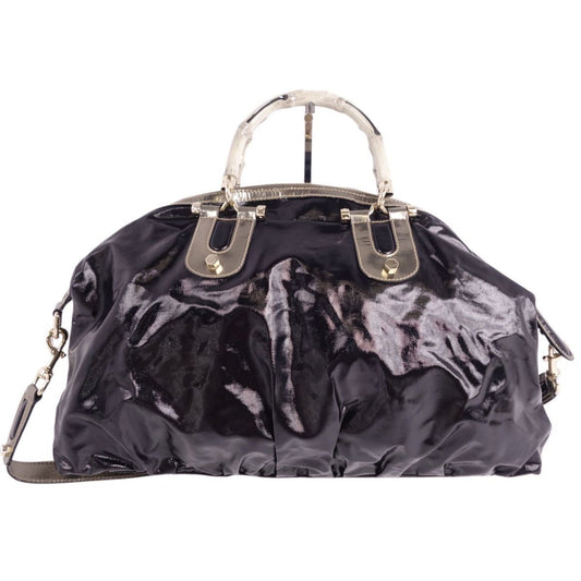 Luxury Gucci Trending 2025 bag 2way Boston canvas leather bamboo men's women's black/gold