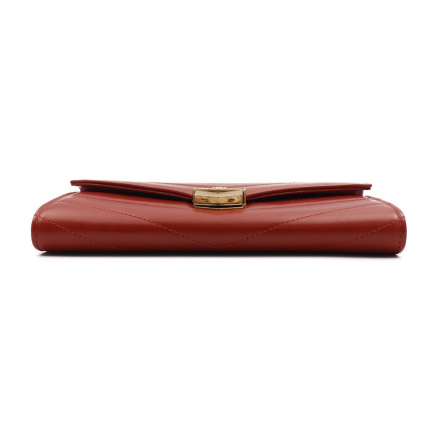 Luxury Chanel Chevron long wallet A81255 brick color gold metal fittings flap cover lid here mark