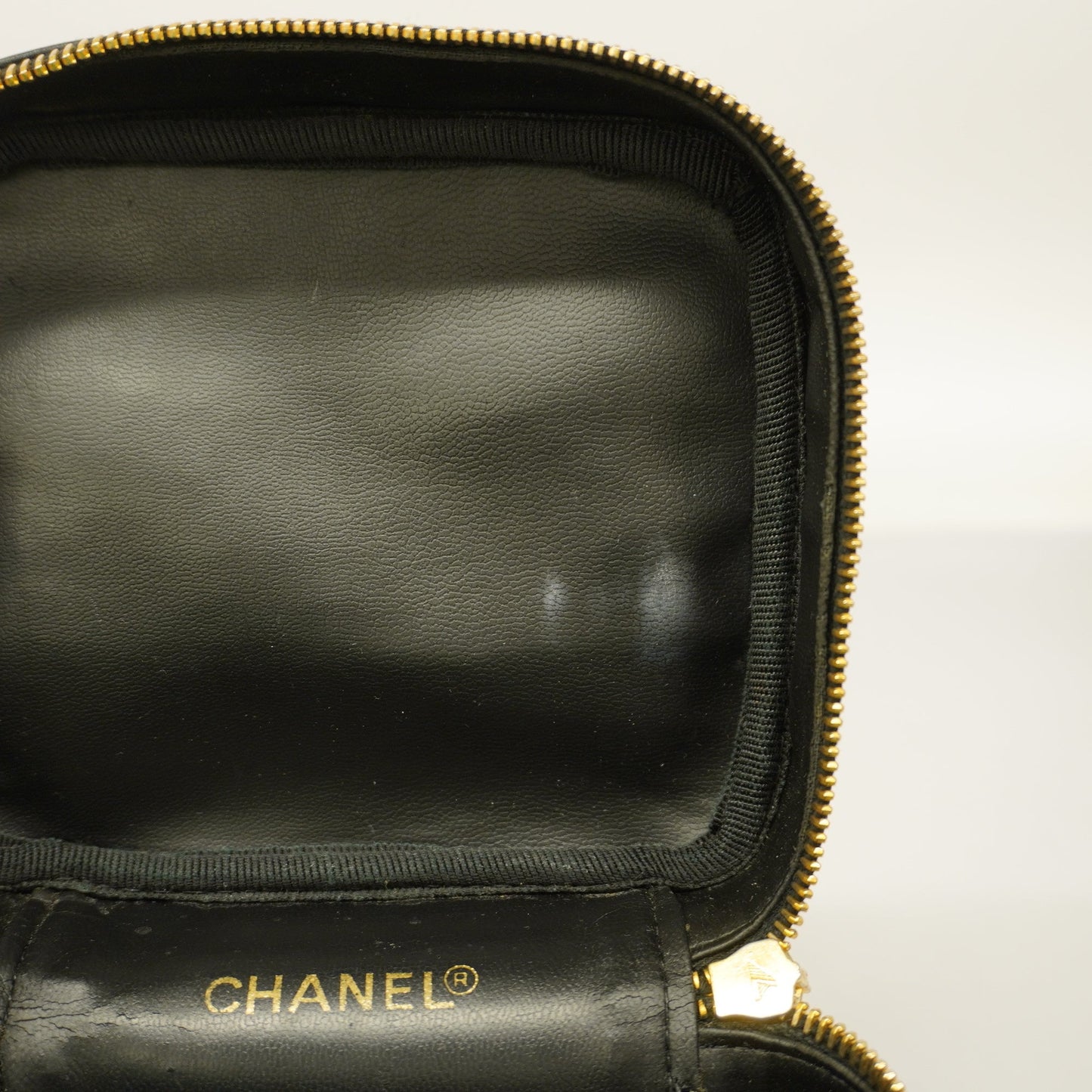 CHANEL Bicolor Vanity Bag Women's Leather Vanity Bag Black