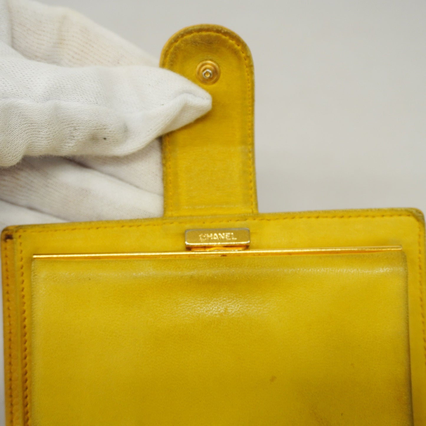 CHANEL Wallet Gold Hardware Women's Caviar Leather Yellow