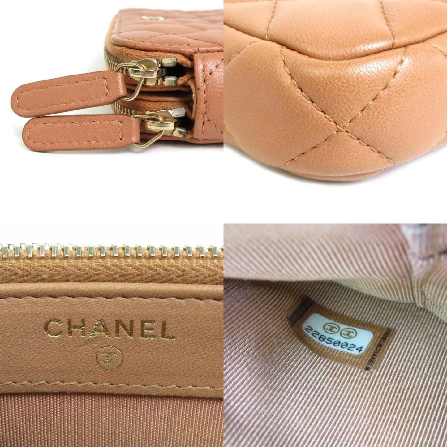 Luxury Chanel Wallet Chain Matelasse Leather/Metal Pink Brown/Gold Ladies