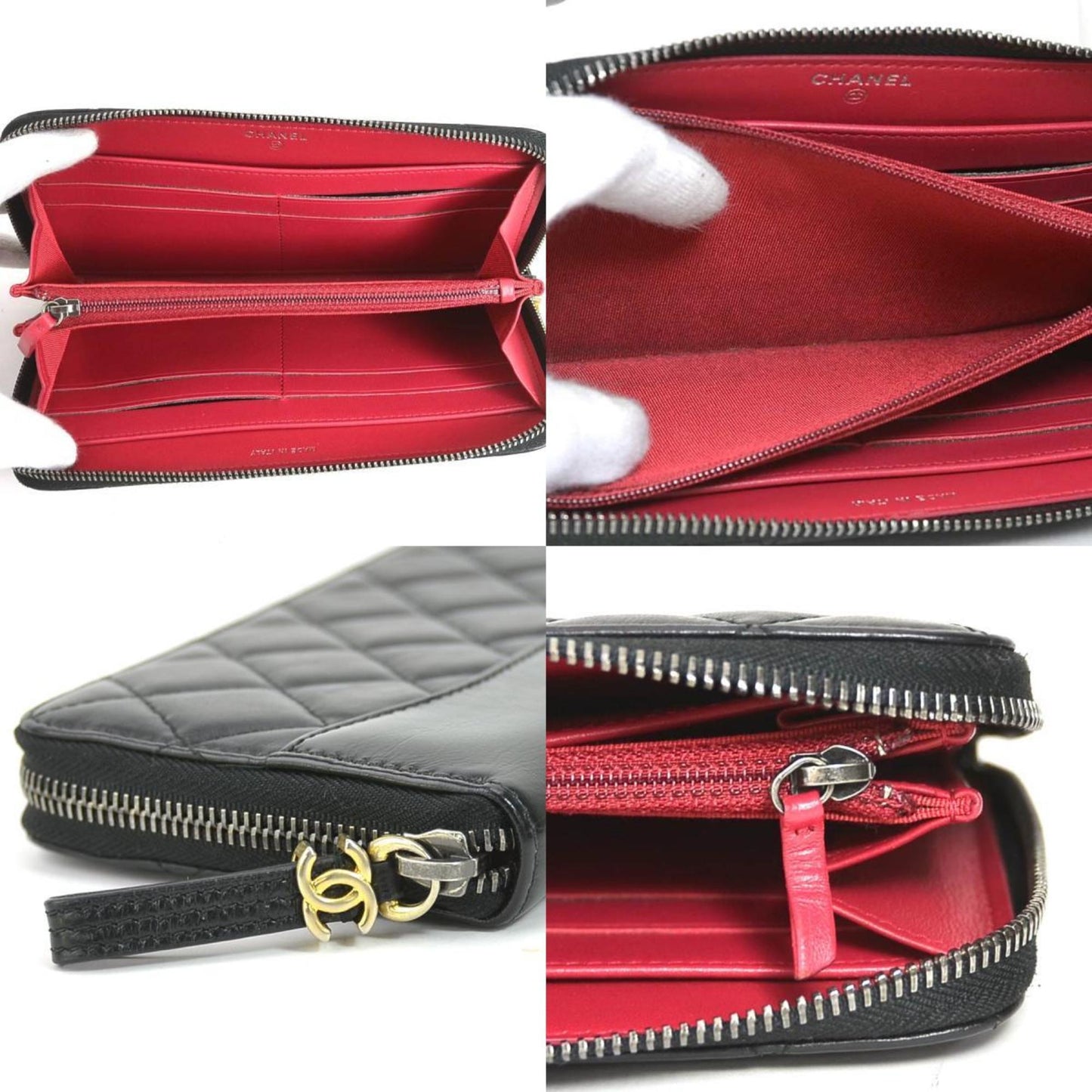 Luxury Chanel Round Zipper Long Wallet Leather Black Women's A84388 99553a