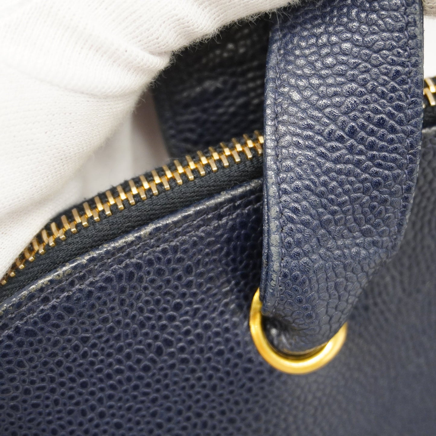 CHANEL Tote Bag Cambon Line Women's Leather Tote Bag Navy