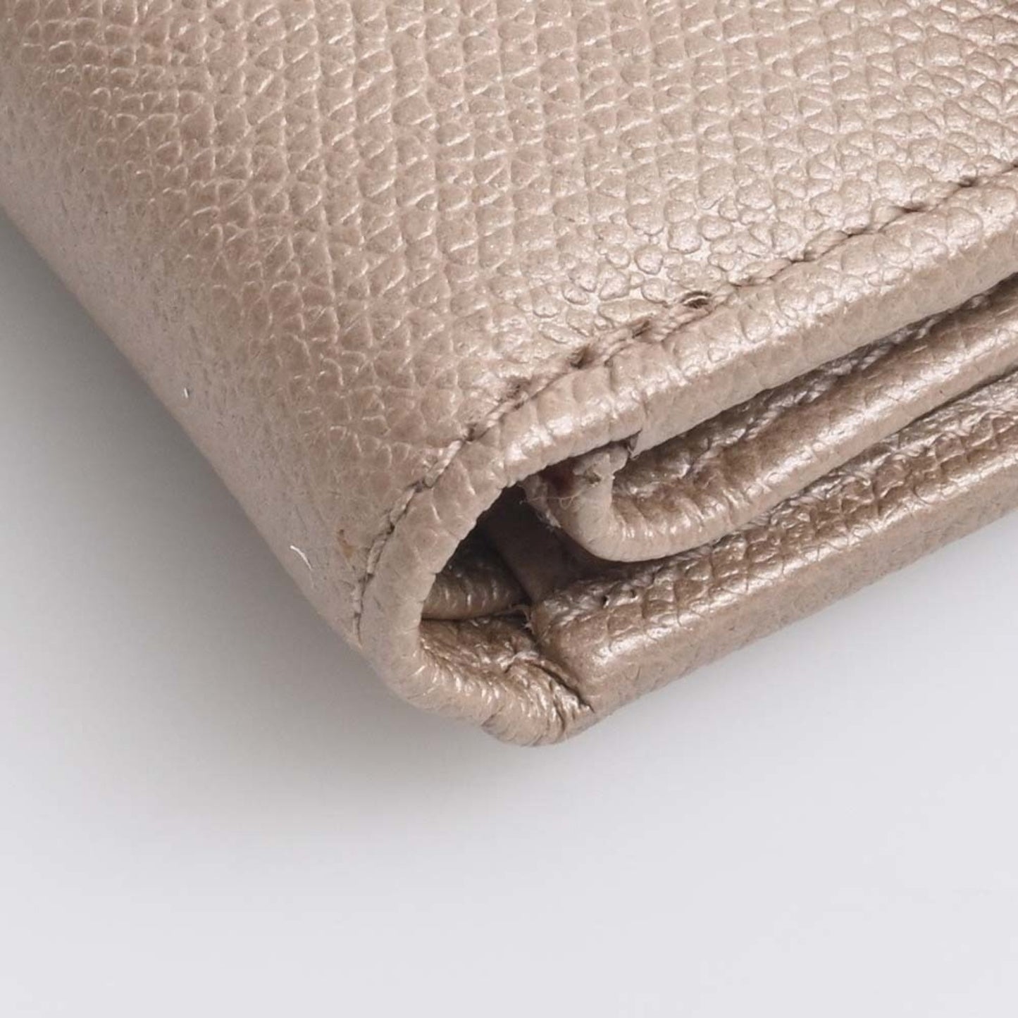 Luxury Chanel Leather Coco Button Trifold Wallet Beige Ladies