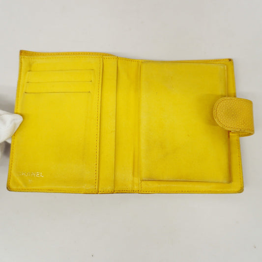 CHANEL Wallet Gold Hardware Women's Caviar Leather Yellow