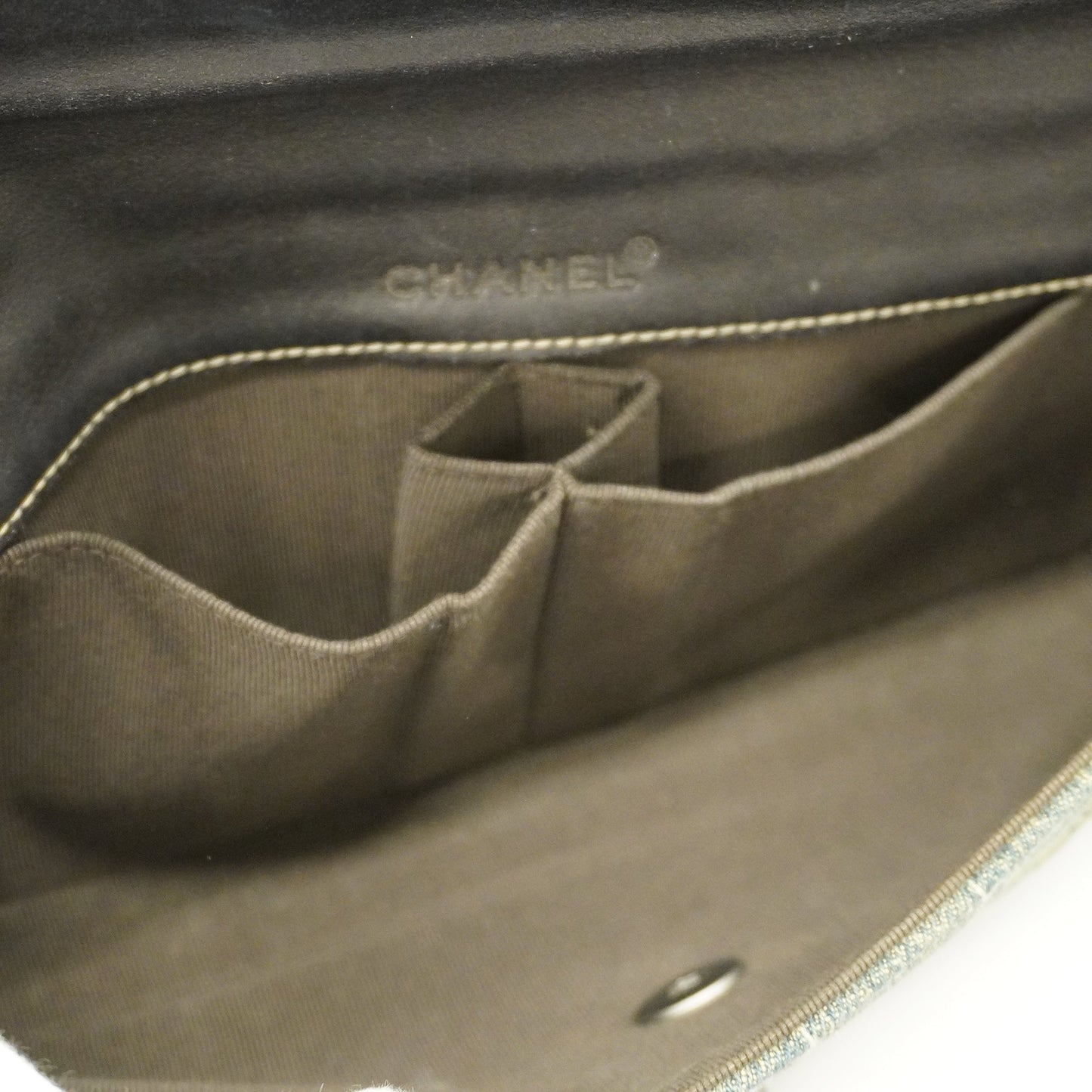 CHANEL Chocolate Bar Chain Shoulder Women's Denim Shoulder Bag Blue
