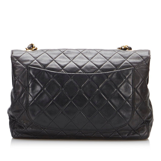 CHANEL Big Matrasse Single Flap Chain Shoulder Bag Black Lambskin Ladies