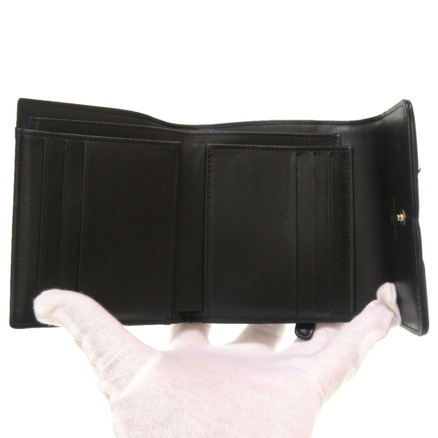 Luxury Chanel CC Filigree Matelasse Caviar Skin Black 28th Series AP0375 Trifold Wallet Cocomark