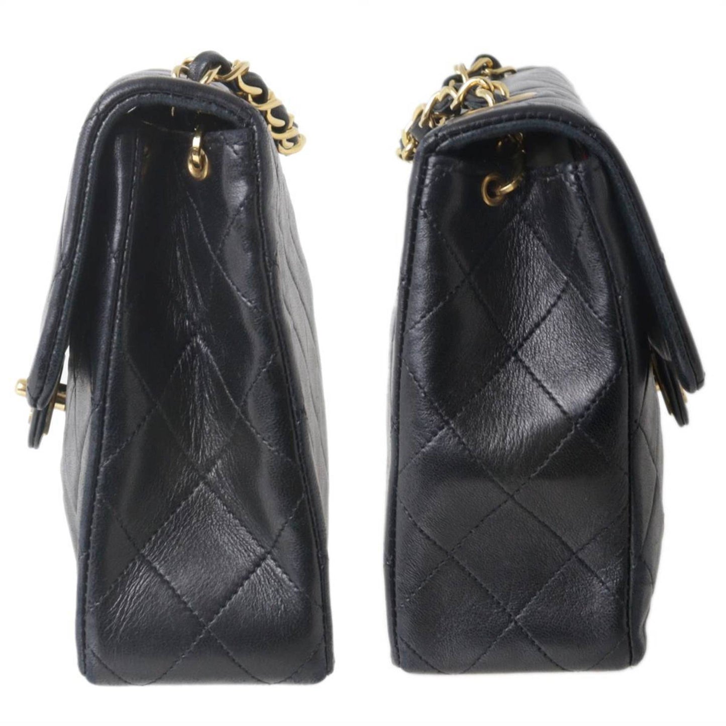 Luxury Chanel Matelasse 20 Chain Shoulder Bag 7 Digits Circa 1990 Lambskin Black x Gold NT