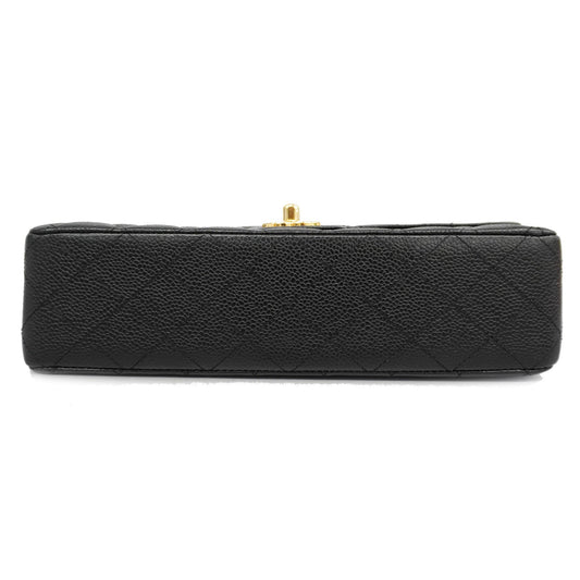 CHANEL Matelasse W Flap W Chain Women's Leather Shoulder Bag Black