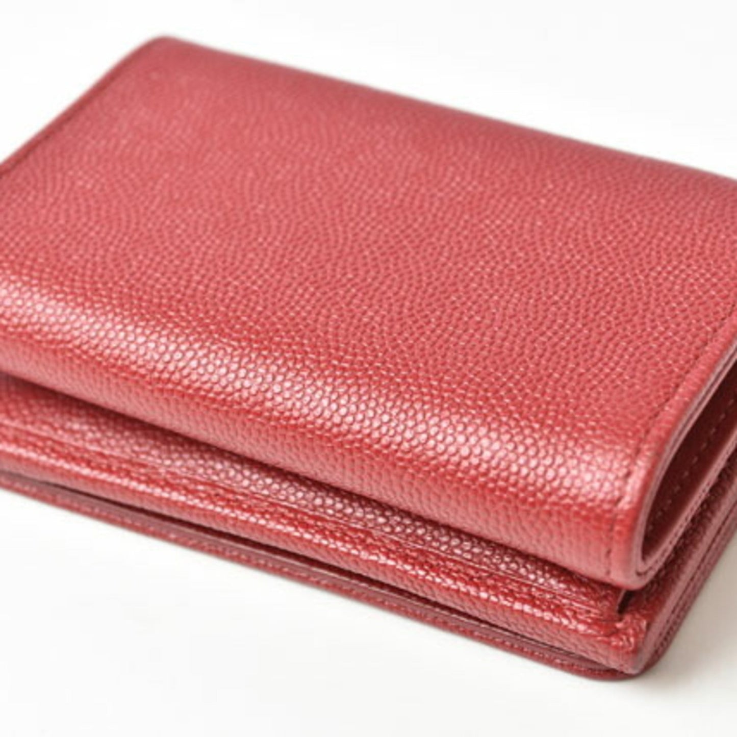 Luxury Chanel wallet here mark caviar skin dark red