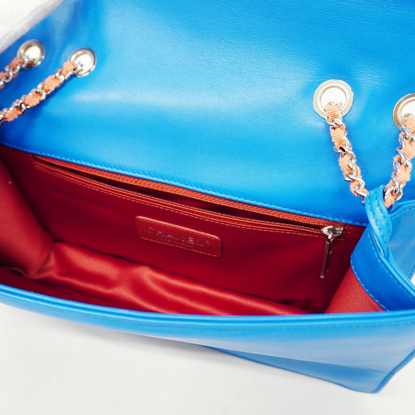 CHANEL W Chain Women's Patent Leather Shoulder Bag Blue