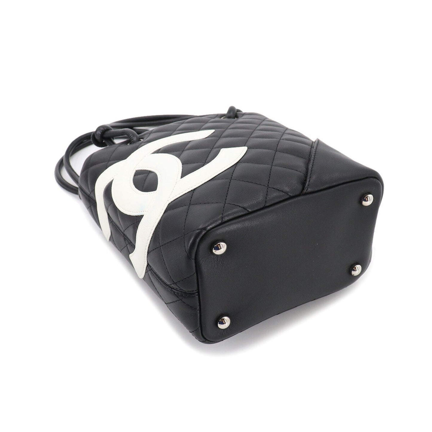 Luxury Chanel cambon line small tote bag leather black white A25166 vintage Cambon Line Small Tote Bag