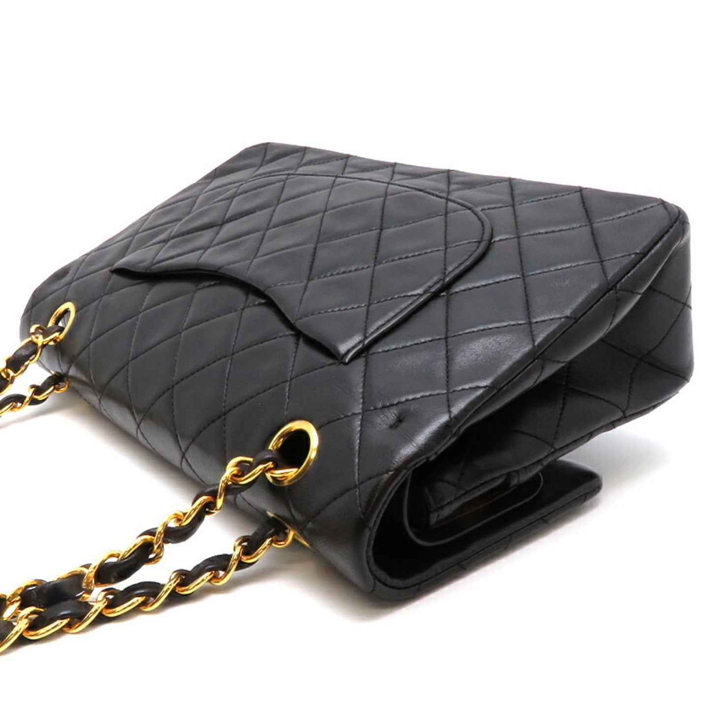 Luxury Chanel Matelasse 25 Chain Shoulder Women's Bag Lambskin Black